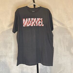 Marvel Gray Tee 2XL Classic White Pinstripe Logo Short Sleeve Unisex